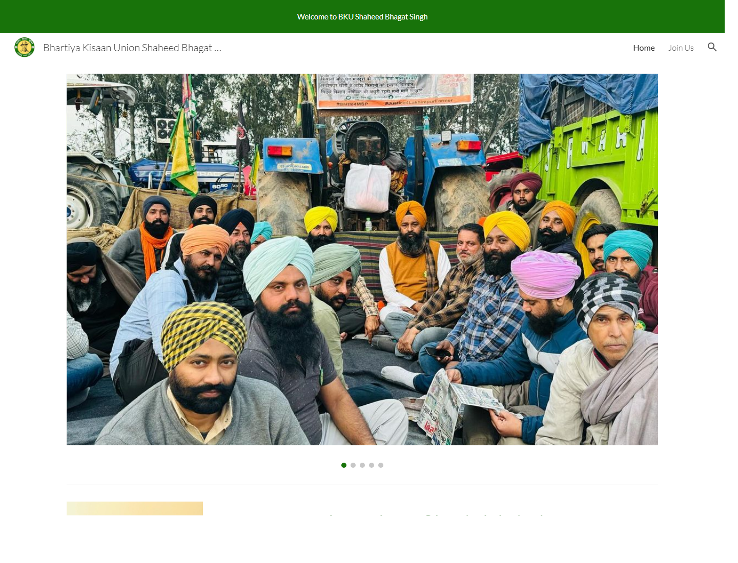 Homepage preview of Bhartiya Kisaan Union Shaheed Bhagat Singh