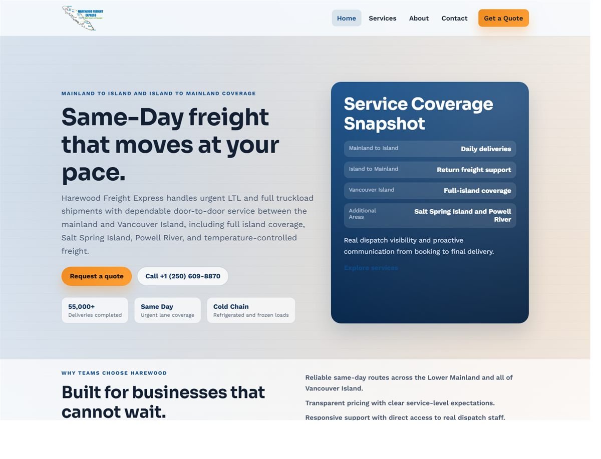 Harewood Freight Express website
